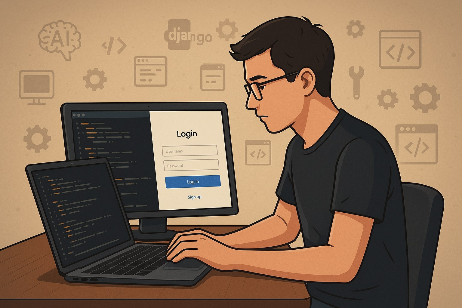 young-developer-building-django-based-web-app-emphasizing-learn-by-doing